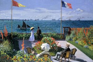 Claude Monet - Terrasse in Sainte-Adresse (La Terrasse à Sainte-Adresse): Impressionistischer Garten mit Meerblick