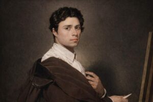 Jean-Auguste-Dominique Ingres - Portrait des französischen Malers als junger Mann mit Zeichenstift und dunklem Umhang