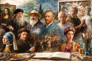 Berühmte Künstler und Kunstwerke aus verschiedenen Epochen der Kunstgeschichte