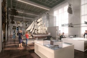 Museum für Hamburgische Geschichte - Hamburg - Schifffahrtsgeschichte: Historisches Schiffsmodell und maritime Exponate als Teil der Sammlung zur Stadtentwicklung