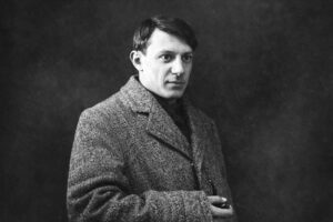 Pablo Picasso: Junger Mitbegründer des Kubismus und Pionier der modernen Kunst im Tweed-Mantel