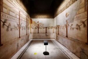 Palatin - Rom - Antike Wandmalerei (Fresko) gemalten Säulen und Weinranken